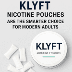 Blog - A promotional graphic featuring KLYFT nicotine pouches with a clean, modern container and multiple white pouches scattered around, accompanied by the text: 'KLYFT Nicotine Pouches – The Smarter Choice for Modern Adults'.
