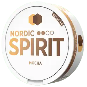 Can of Nordic Spirit Mocha slim nicotine pouches – rich coffee and creamy chocolate flavor (Strong)