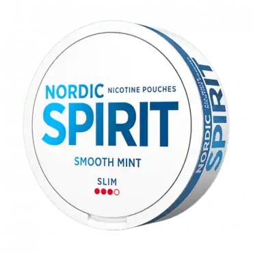 Can of Nordic Spirit Smooth Mint slim nicotine pouches – balanced menthol and sweet peppermint, strong 9.1 mg per pouch