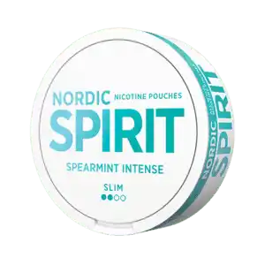 Can of Nordic Spirit Spearmint Intense slim nicotine pouches – bold spearmint flavor, 5.9 mg per pouch