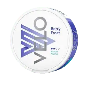 Can of VELO Berry Frost Medium slim nicotine pouches – fruity berries with icy menthol, 6 mg