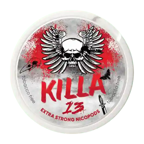 Can of KILLA 13 Extra Strong nicotine pouches – energy drink flavor