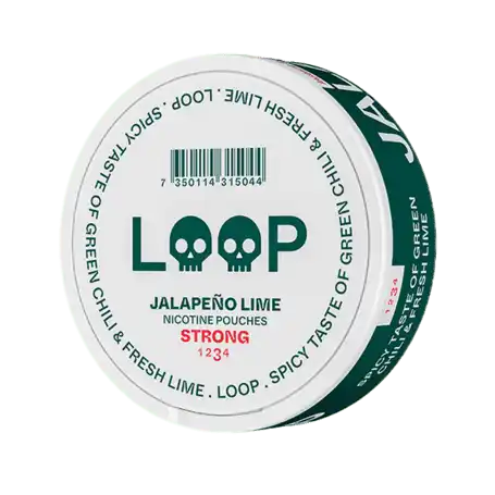 Can of LOOP Jalapeño Lime slim nicotine pouches – spicy jalapeño and zesty lime flavor