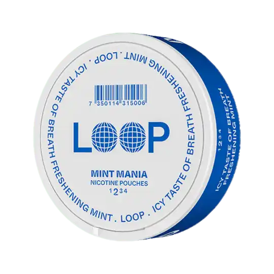 Tin of LOOP Mint Mania slim nicotine pouches – icy cool mint flavor, 6 mg/g