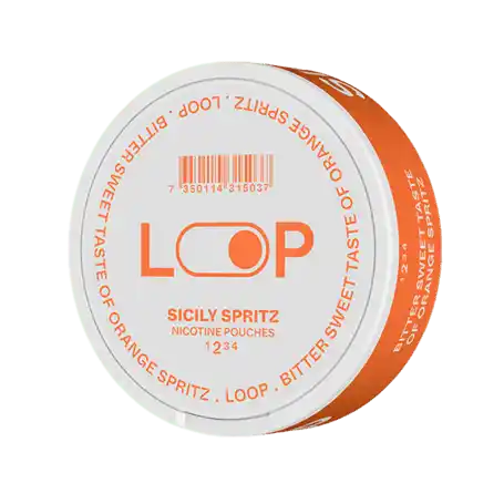 Can of LOOP Sicily Spritz slim nicotine pouches – citrus orange spritz flavor